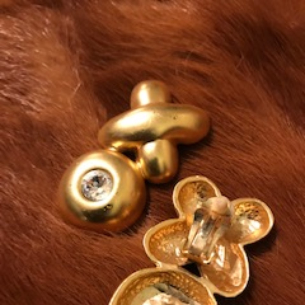 Vintage Gold X Clip On Earrings